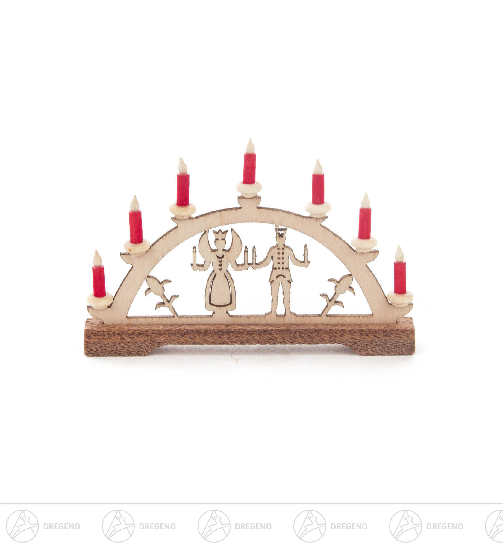 Mini Schwibbogen Engel und Berg 4x7cmann rote Kerzen