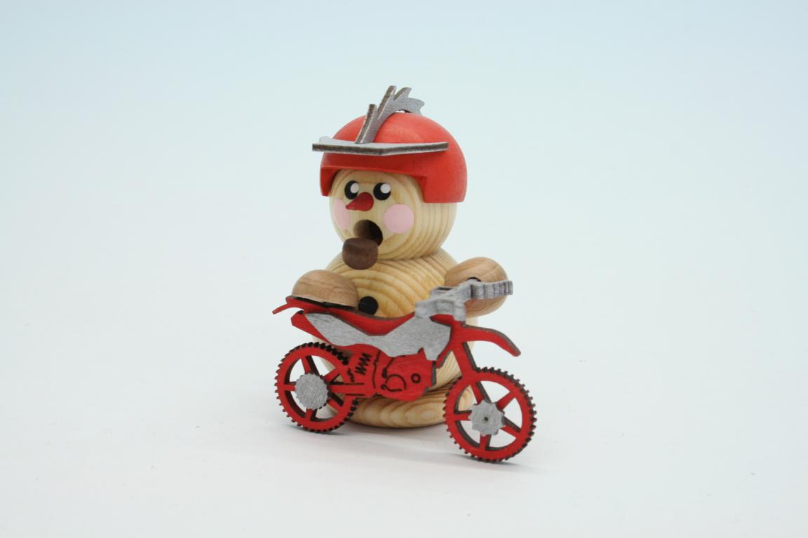 Biker weiss mit rotem Crossmotorrad 8cm