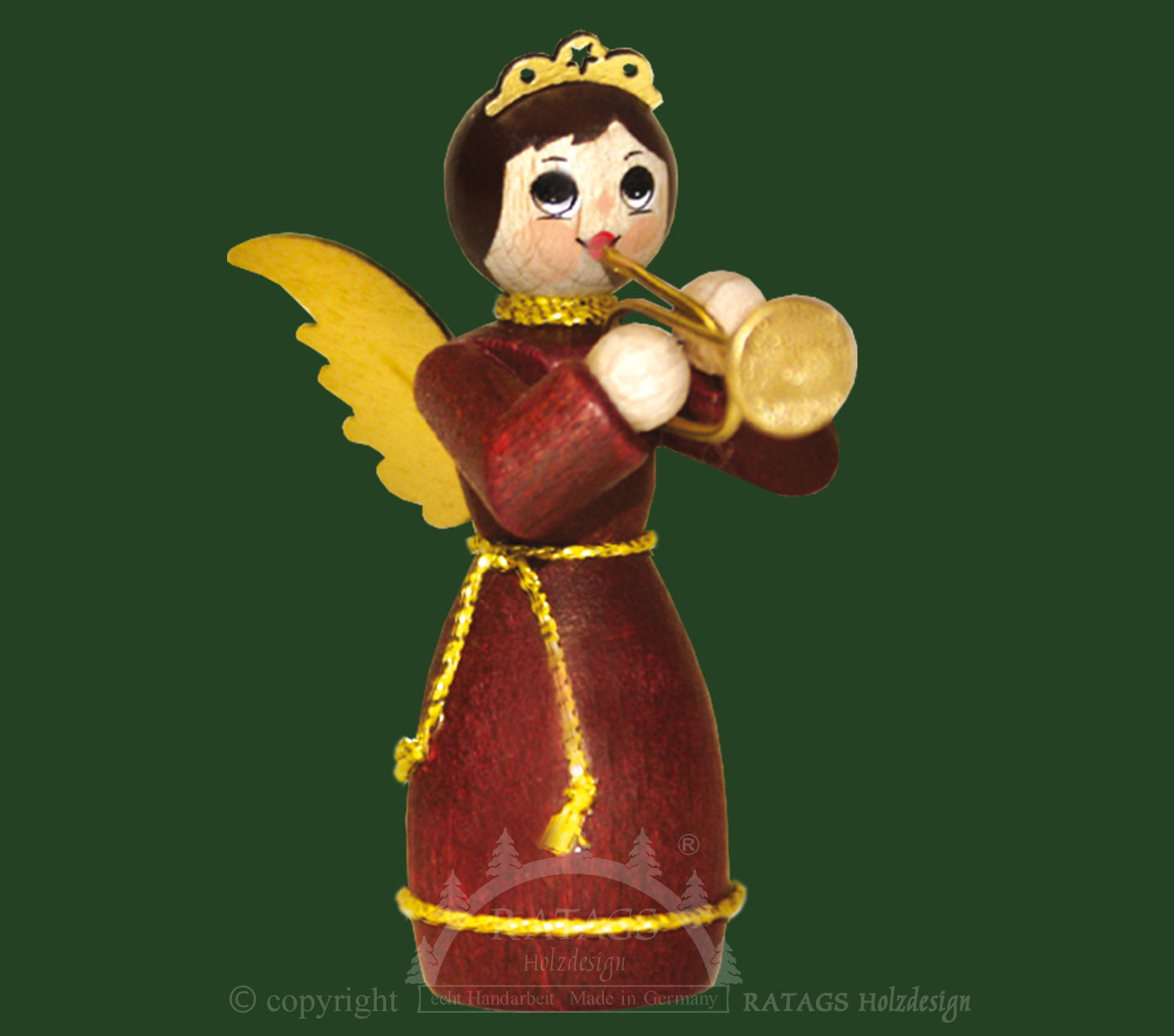 Figur, Engel mit Trompete, rot