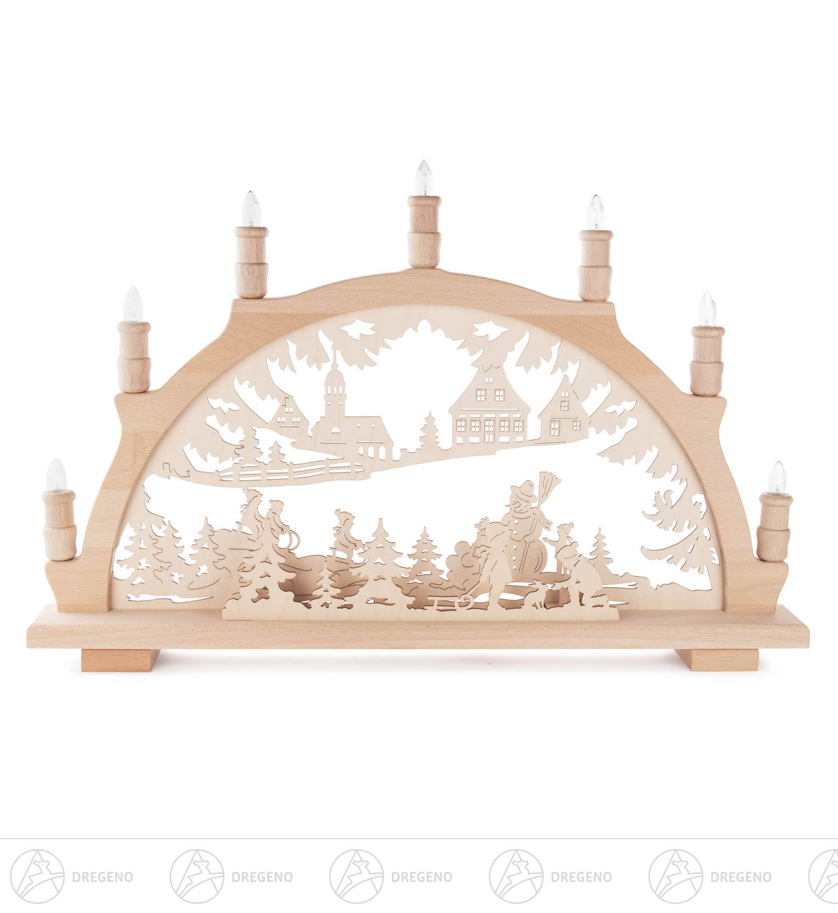 Schwibbogen mit Winterkindern elektrisch beleuchtet 38x57cm