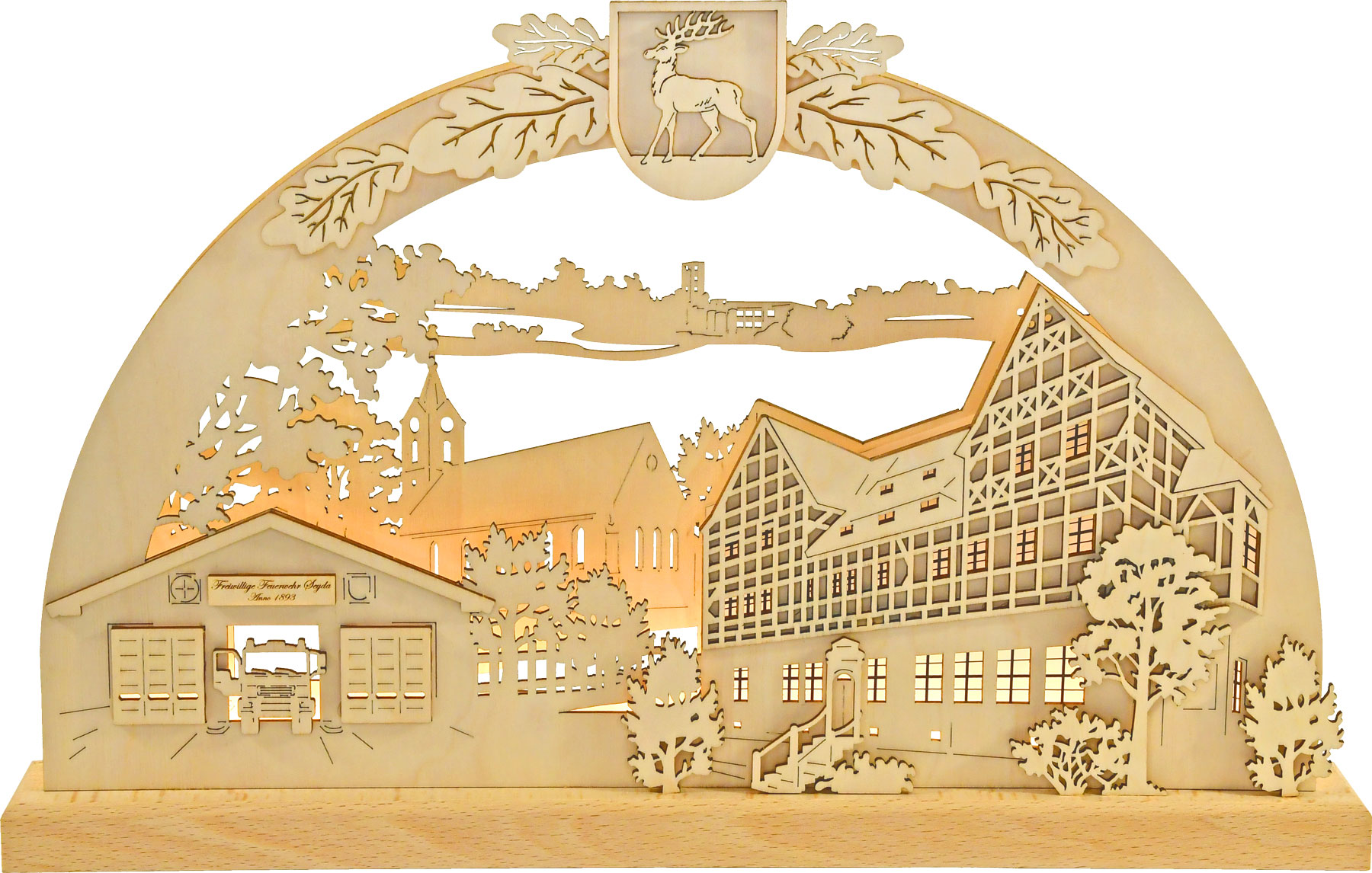 3D-Schwibbogen kl., Motiv Seyda mit Wappen, LED Stripe