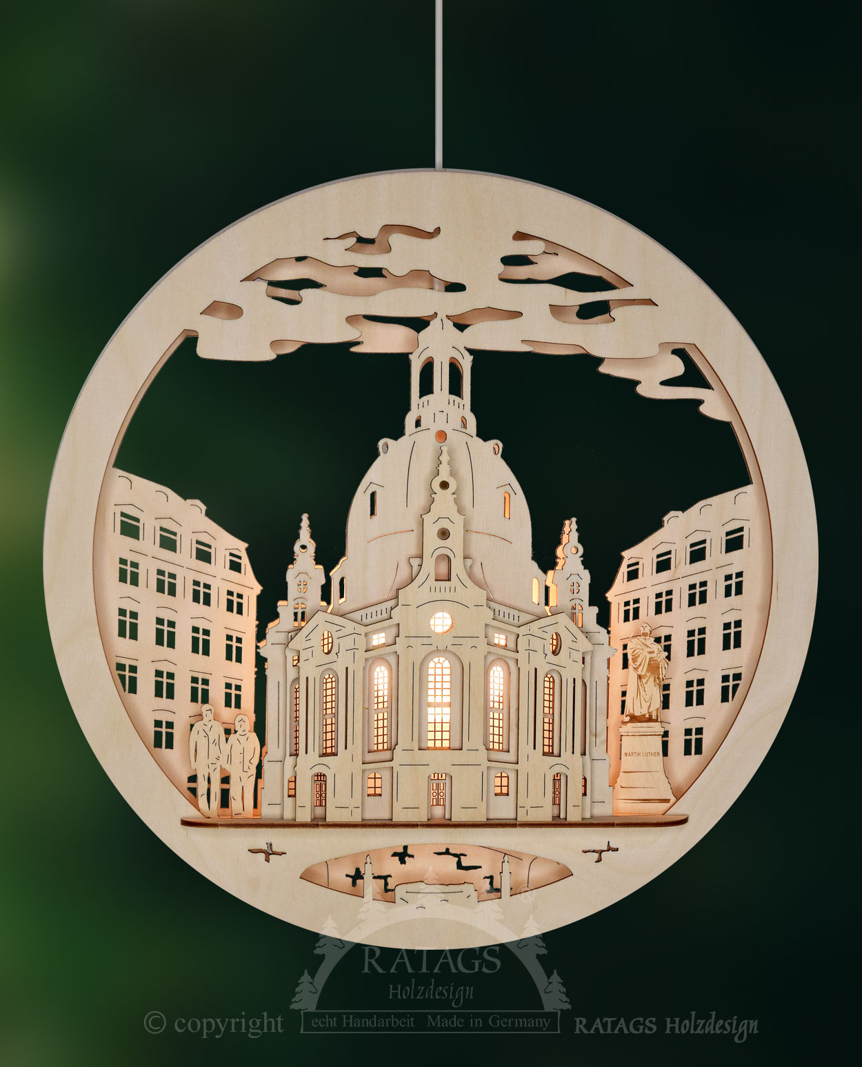 Fensterbild, beleuchtet, Frauenkirche, LED-Stripe