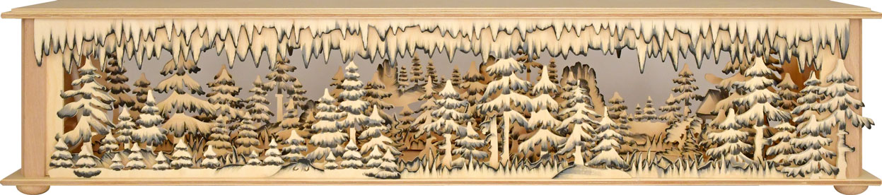 Raumleuchte mittelgr., Wald/Gebirge, handbemalt grau