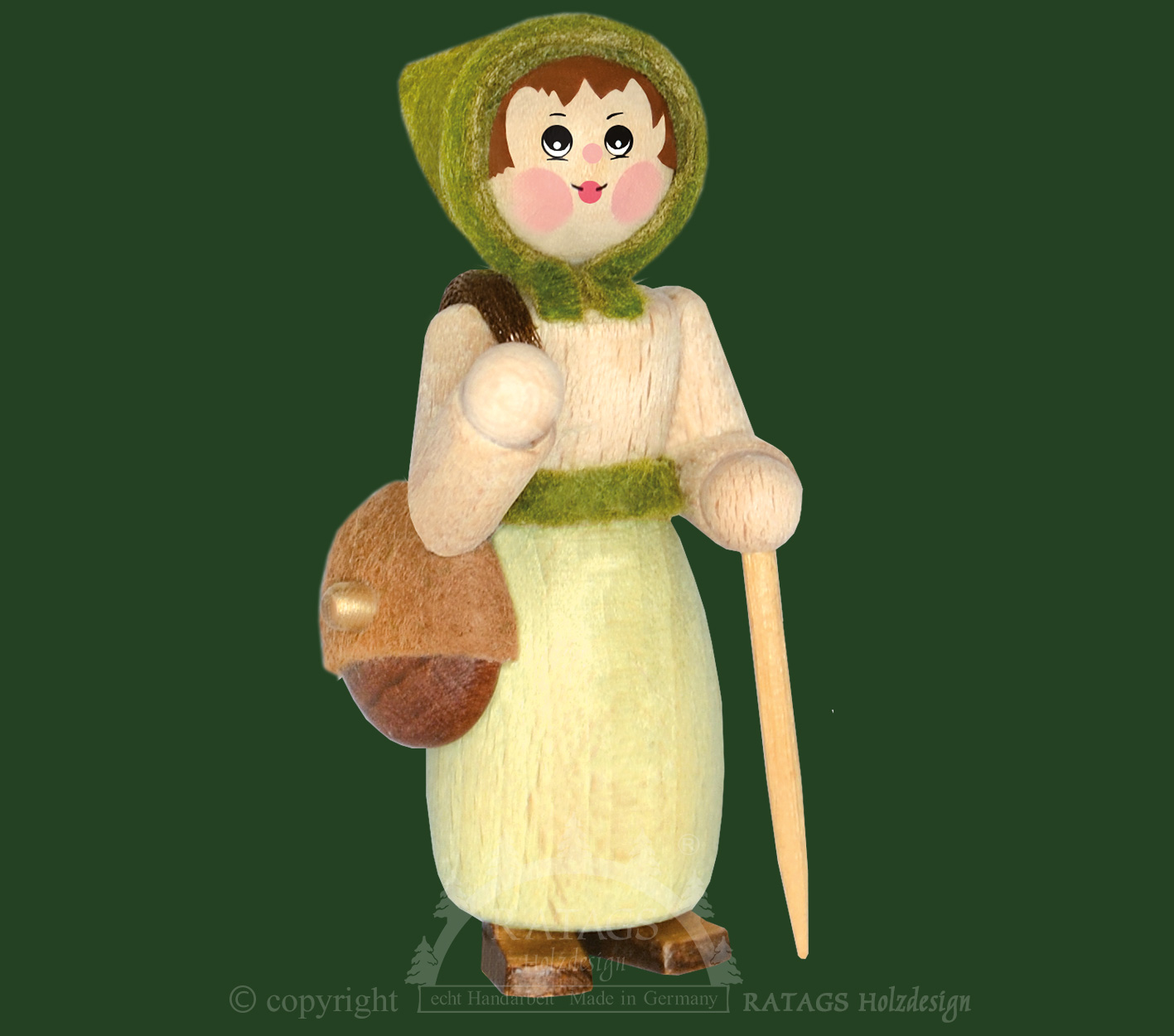 Figur, Spaziergängerin, Handtasche, Stock