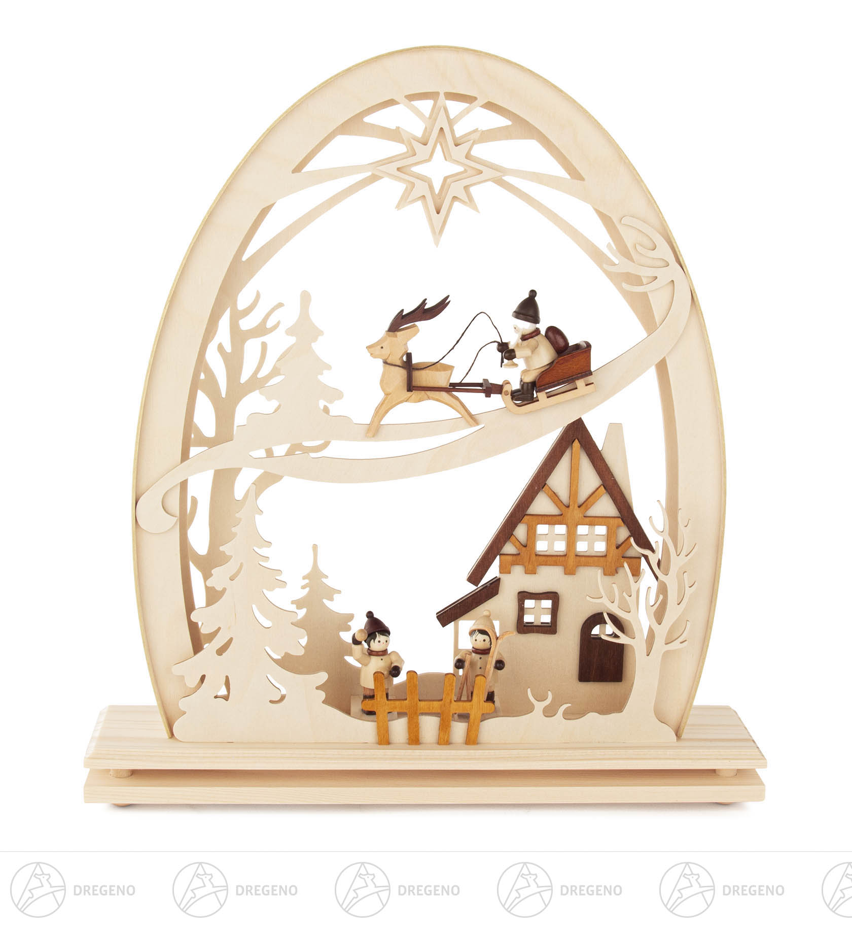 Erzgebirgsbogen Nikolaus elektrisch beleuchtet LED 34x30cm