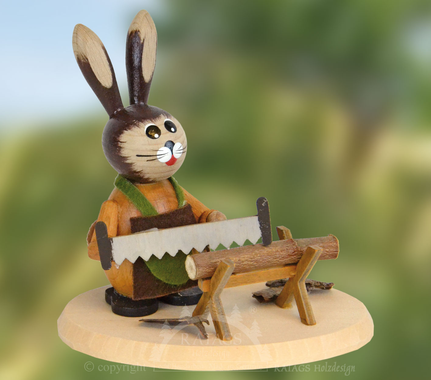 Osterhase Waldarbeiter, Schrotsäge