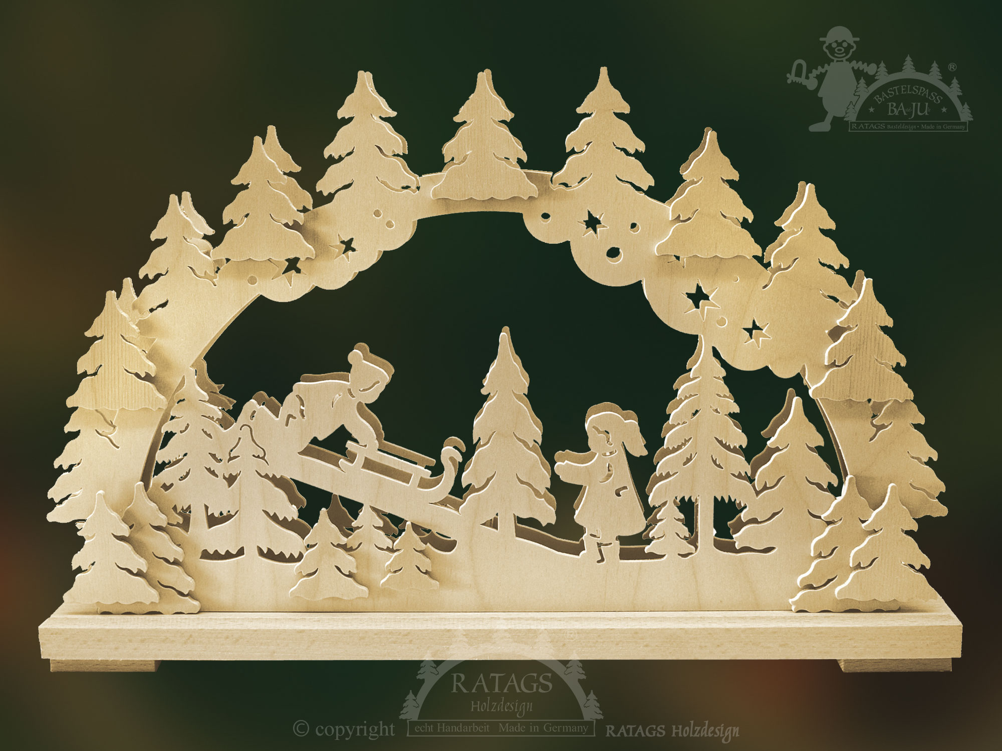 Schwibbogen zum Basteln, klein, Rodler