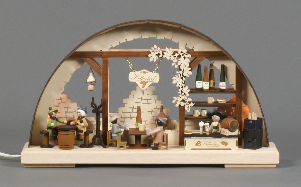 Schwibbogen Kellerbar klein, indirekt elektrisch beleuchtet