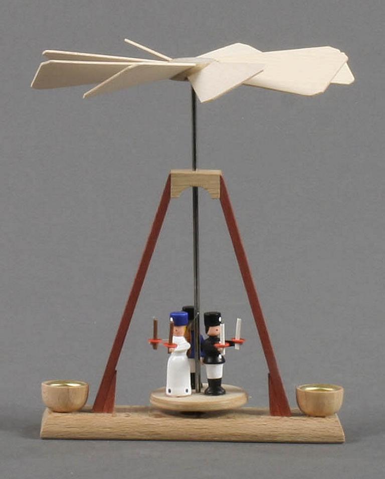 Mini-Pyramide mit Engel, Bergmann und Nussknacker, für Kerzen d10m