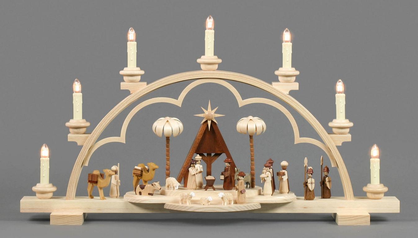 Schwibbogen mit Christi Geburt, elektrisch beleuchtet 34x 64cm