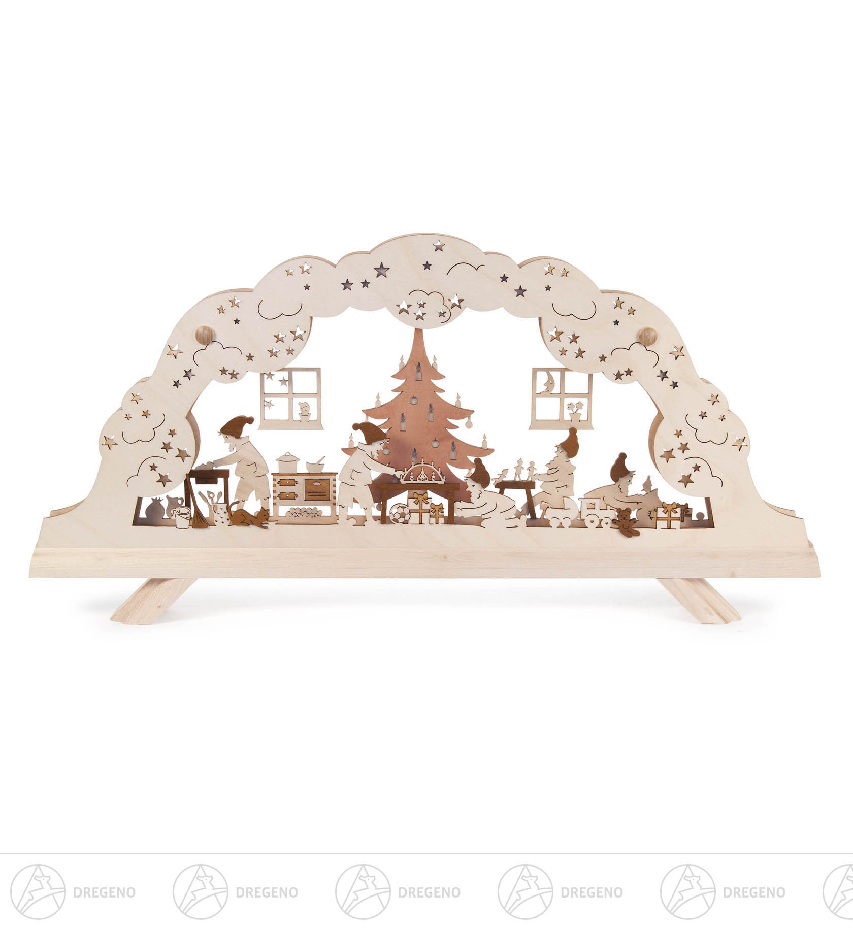 Schwibbogen Wichtelwerkstatt, indirekt elektrisch beleuchtet 25x50cm