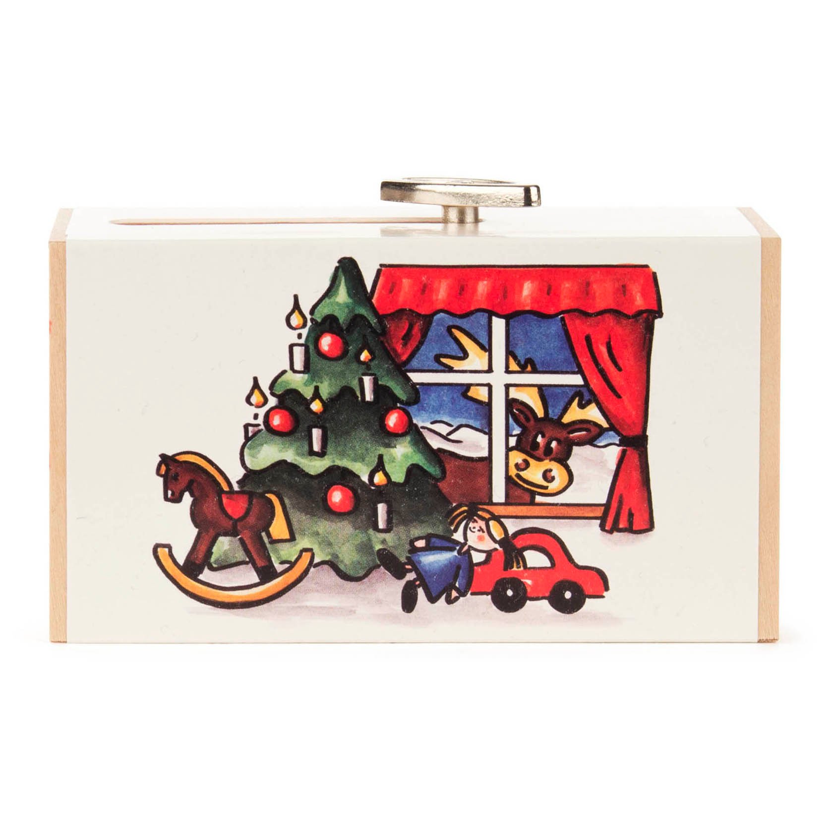 Schiebebox Weihnachts-Box mit Weihnachtsmann Melodie: Oh Tannenbaum 6cm