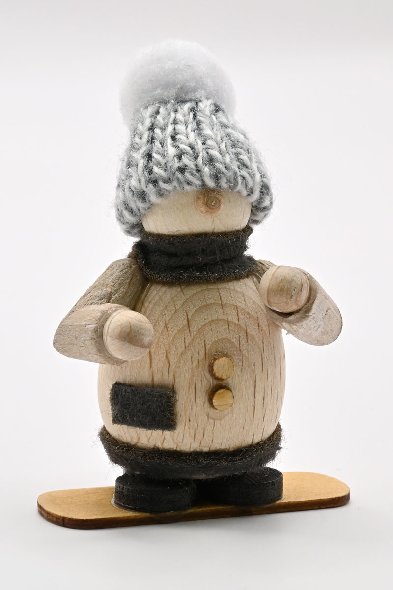 Molli, Winterkind auf Snowboard graue Strickmütze, H 6 cm