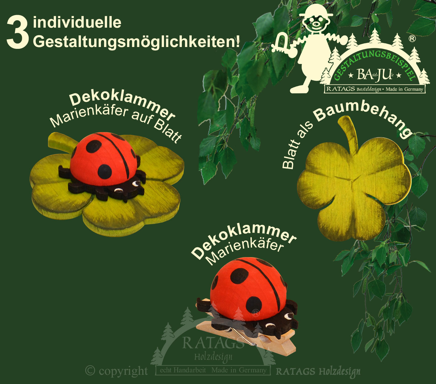 Marienkäfer zum Basteln, mittel