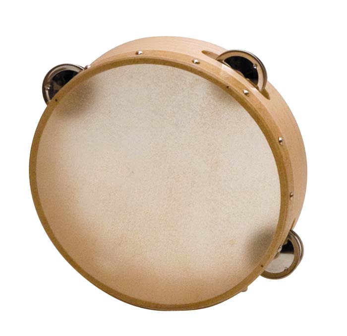 Tamburin mit Naturfell und Schellen - 18 cm