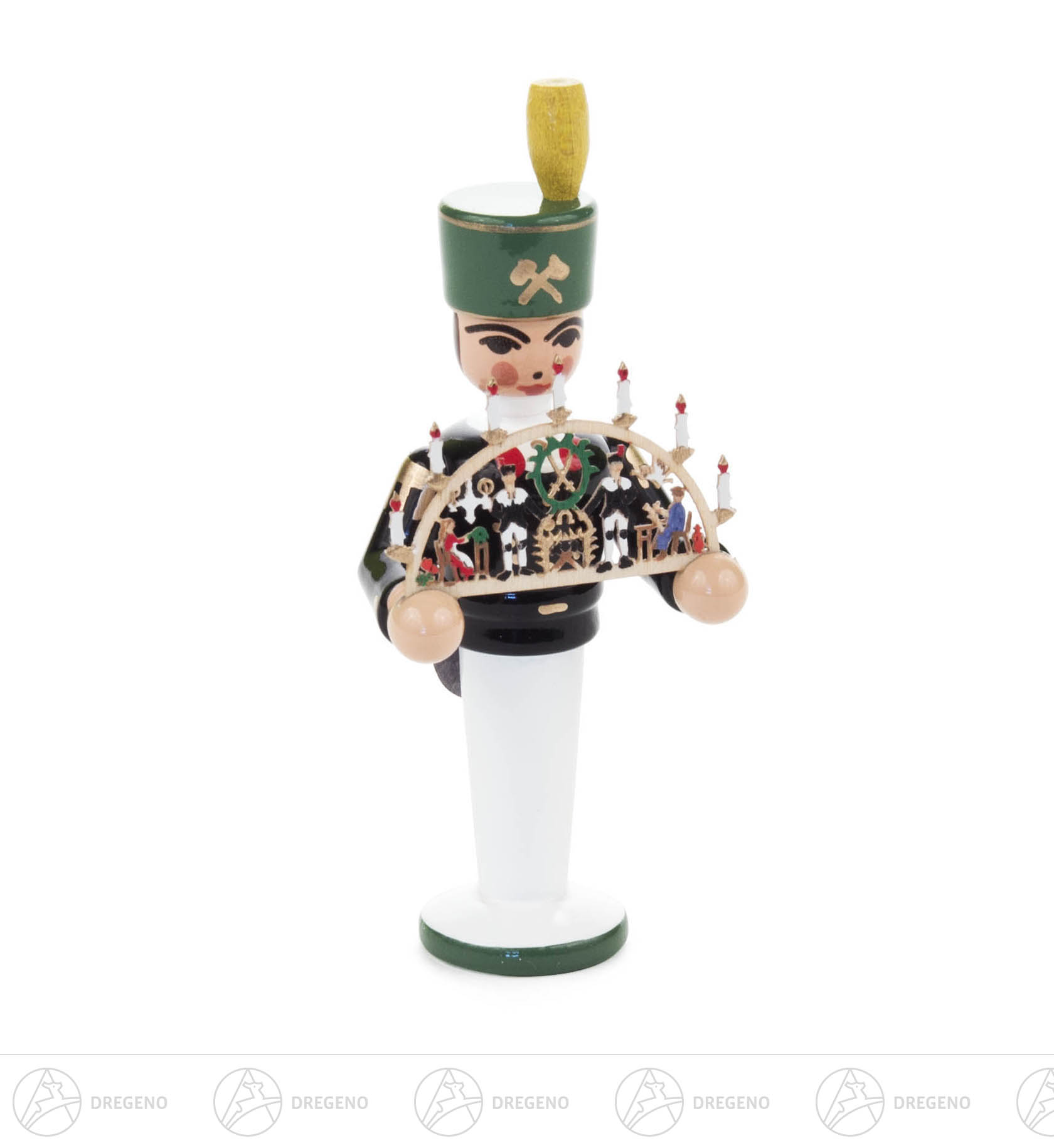 Miniatur Bergmann mit Schwibbogen Erzgebirge 6cm