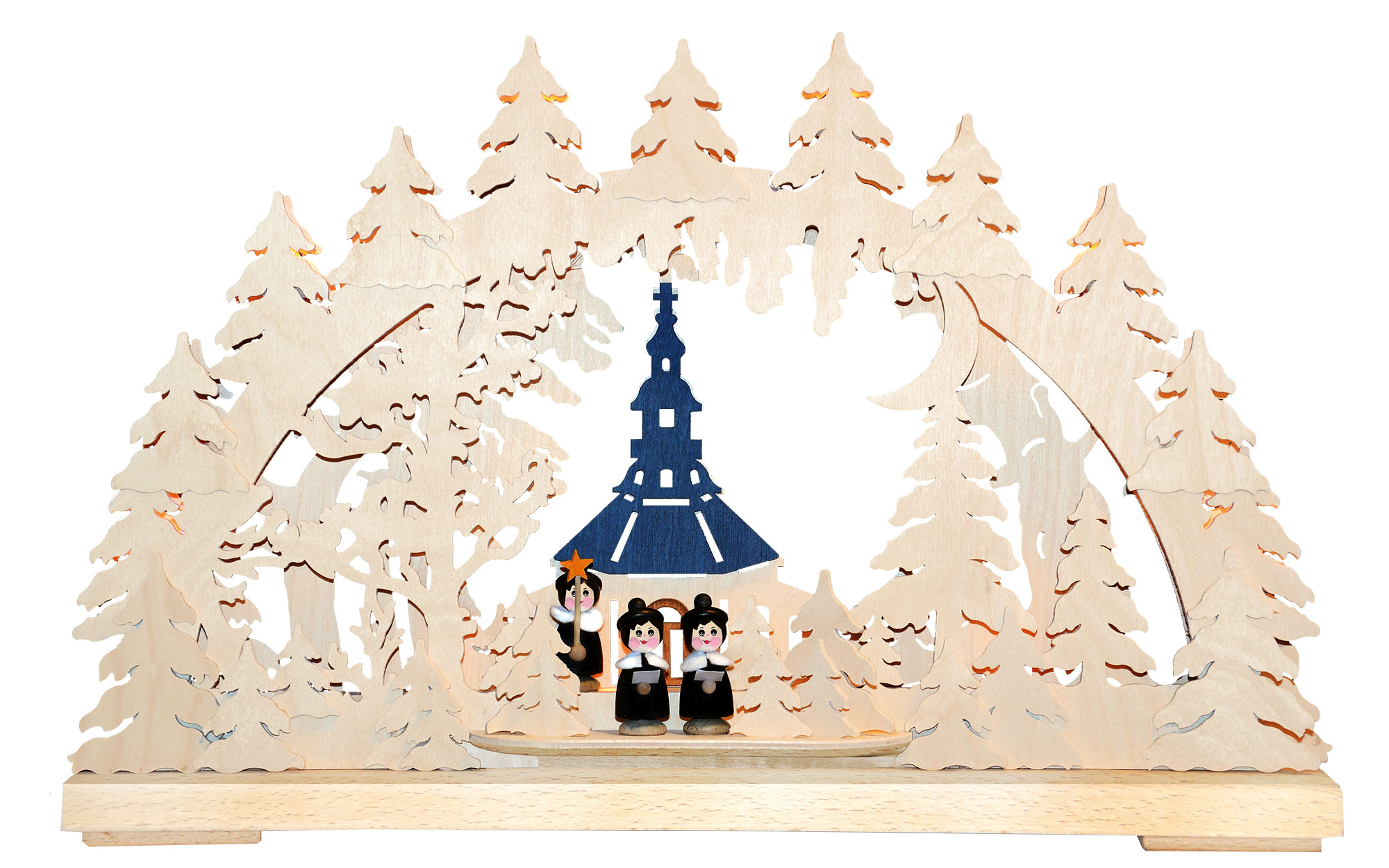 Schwibbogen klein, Seiffener Kirche mit Sängerknaben