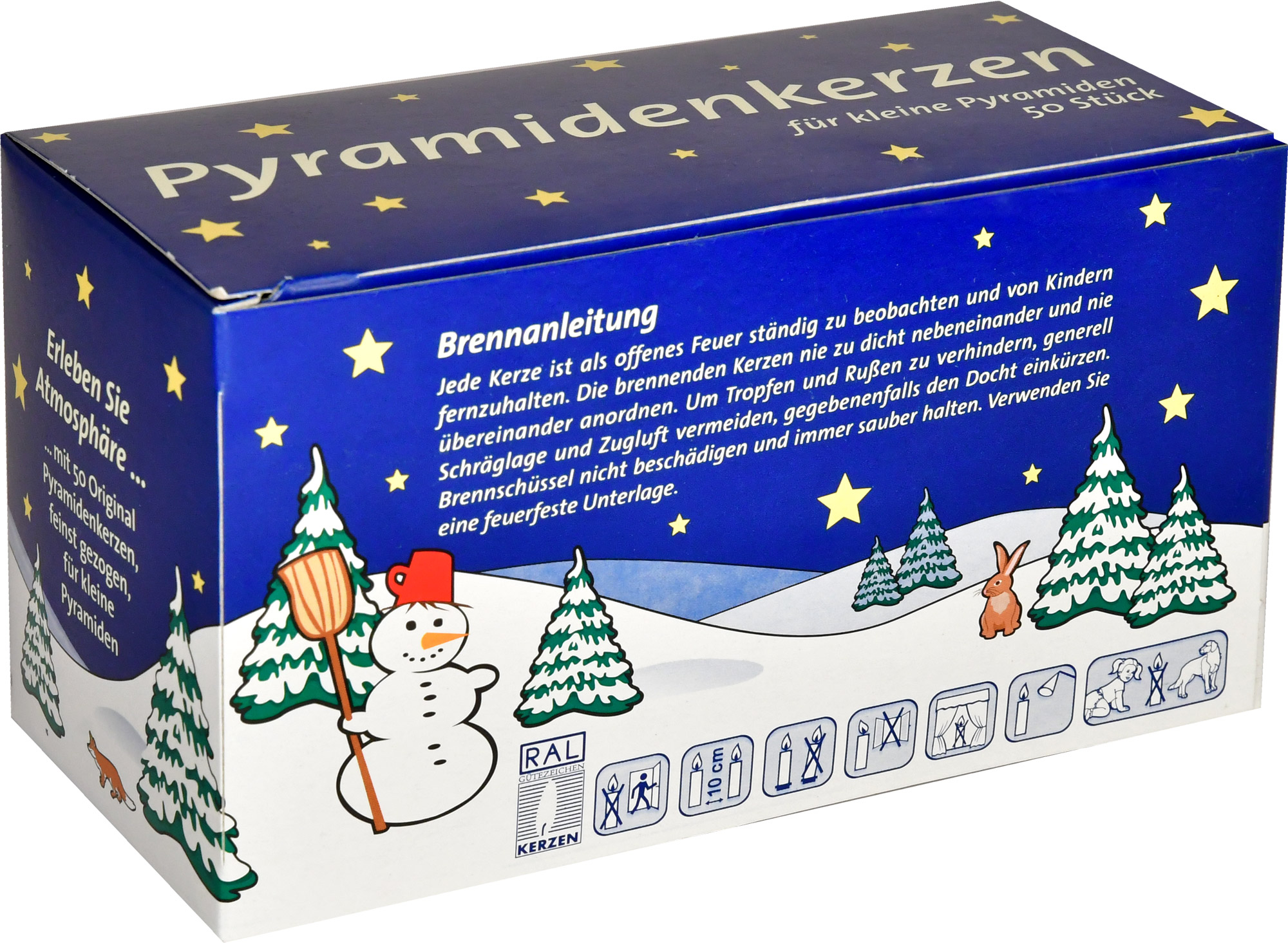 Pyramidenkerzen, 50 Stück, gelb