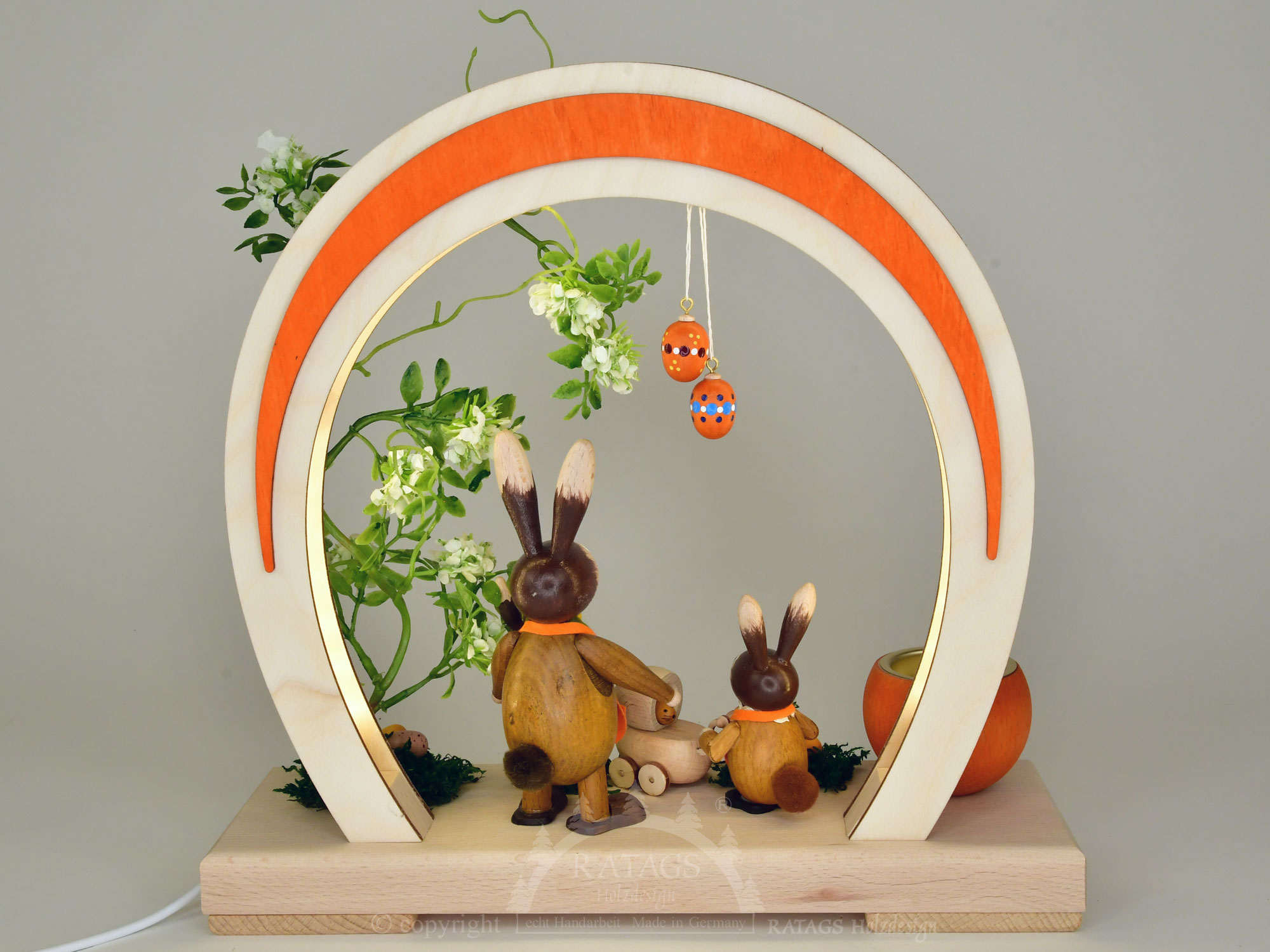 Romantikleuchte Ostern, LED, rund,orange Halb-USB, Zuleitung 2,30 m