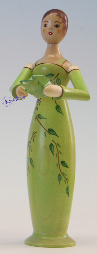Tugendfigur Hoffnung mit Kristallblatt farbig lasiert und bemalt