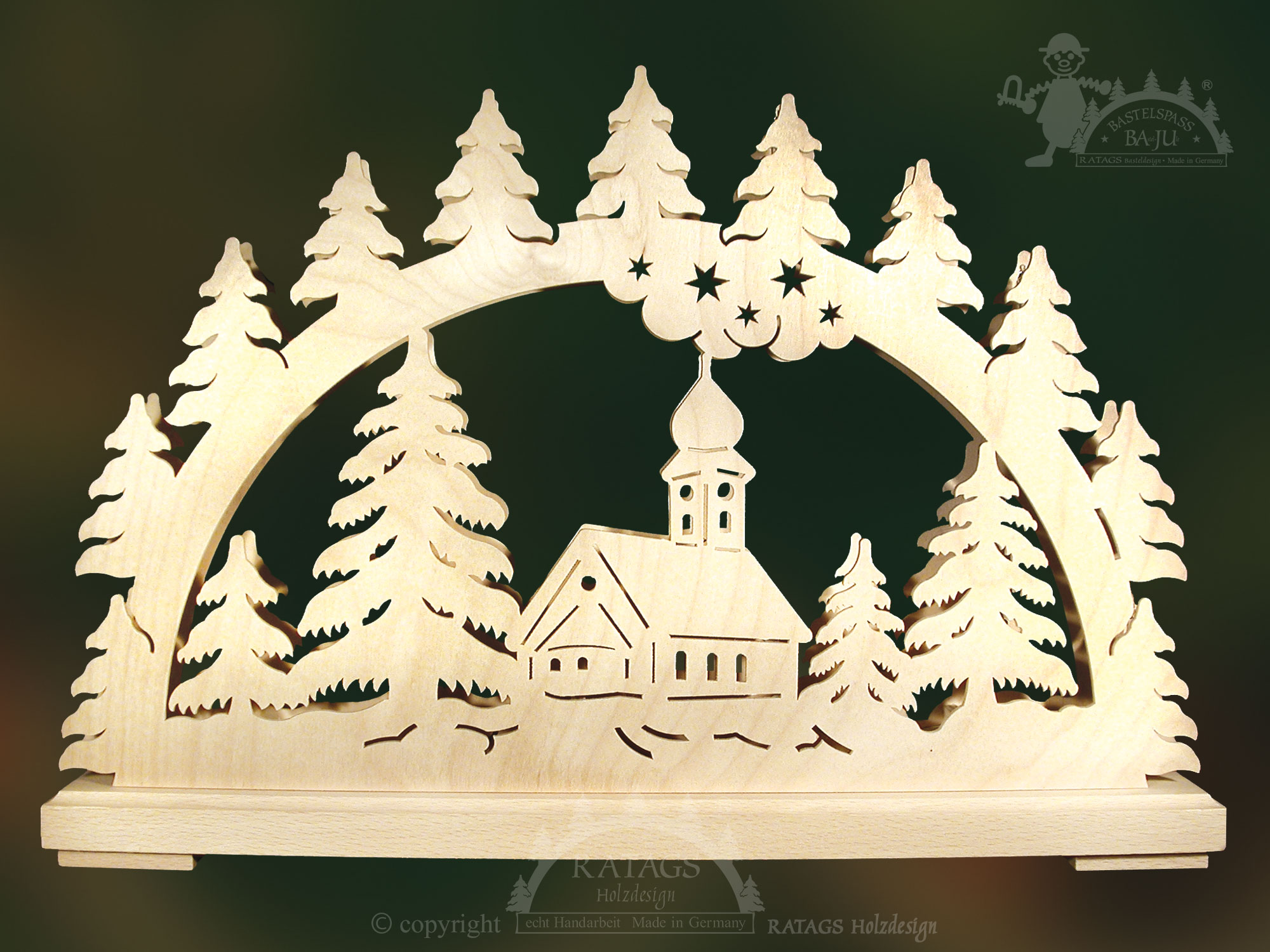 Schwibbogen zum Basteln, klein, Kirche im Tann