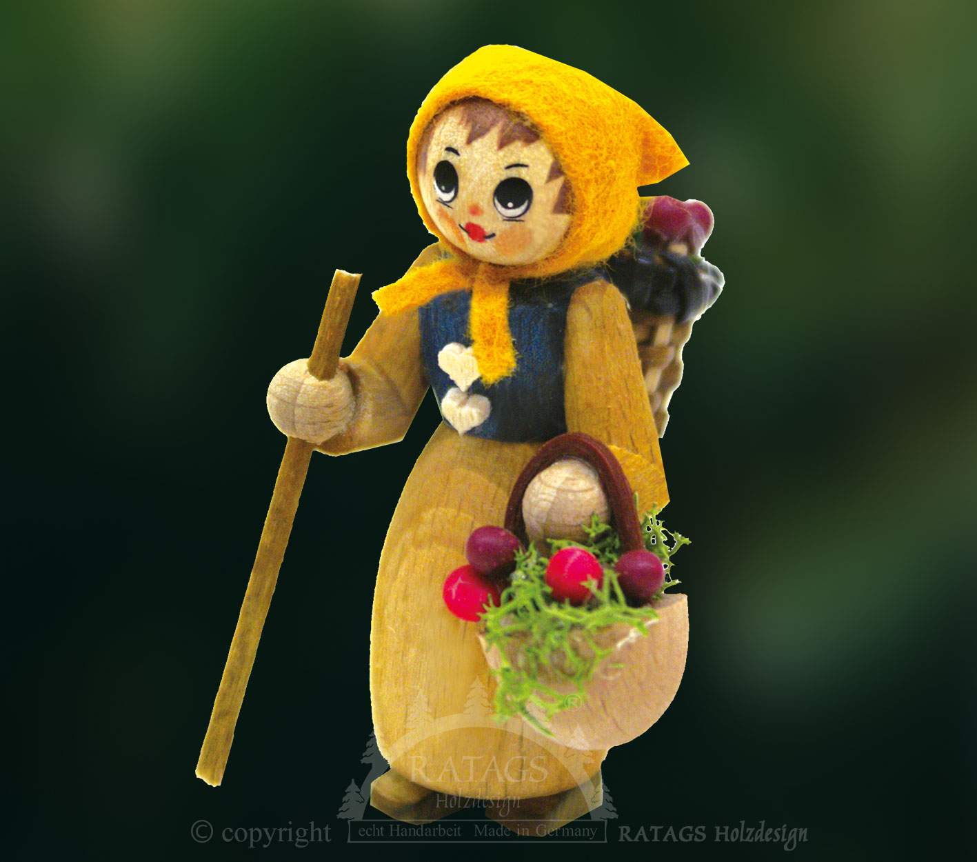 Figur, Beerensammlerin, Huck- und Handkorb