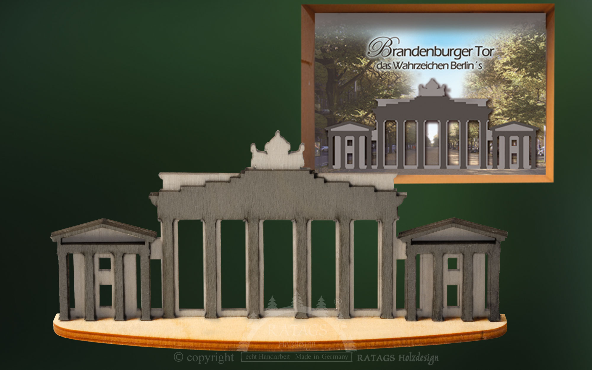 Miniaturschwibbogen, Brandenburger Tor, mit Karton