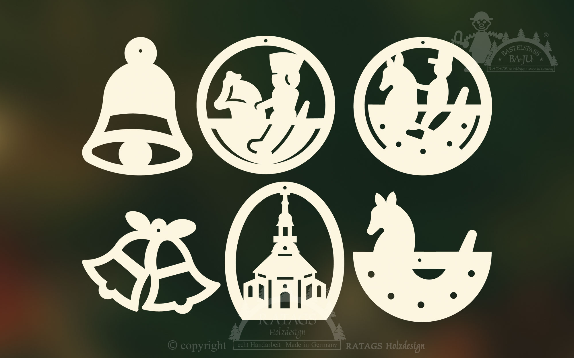 Baumbehang, 6er Set, Weihnachtsmotive
