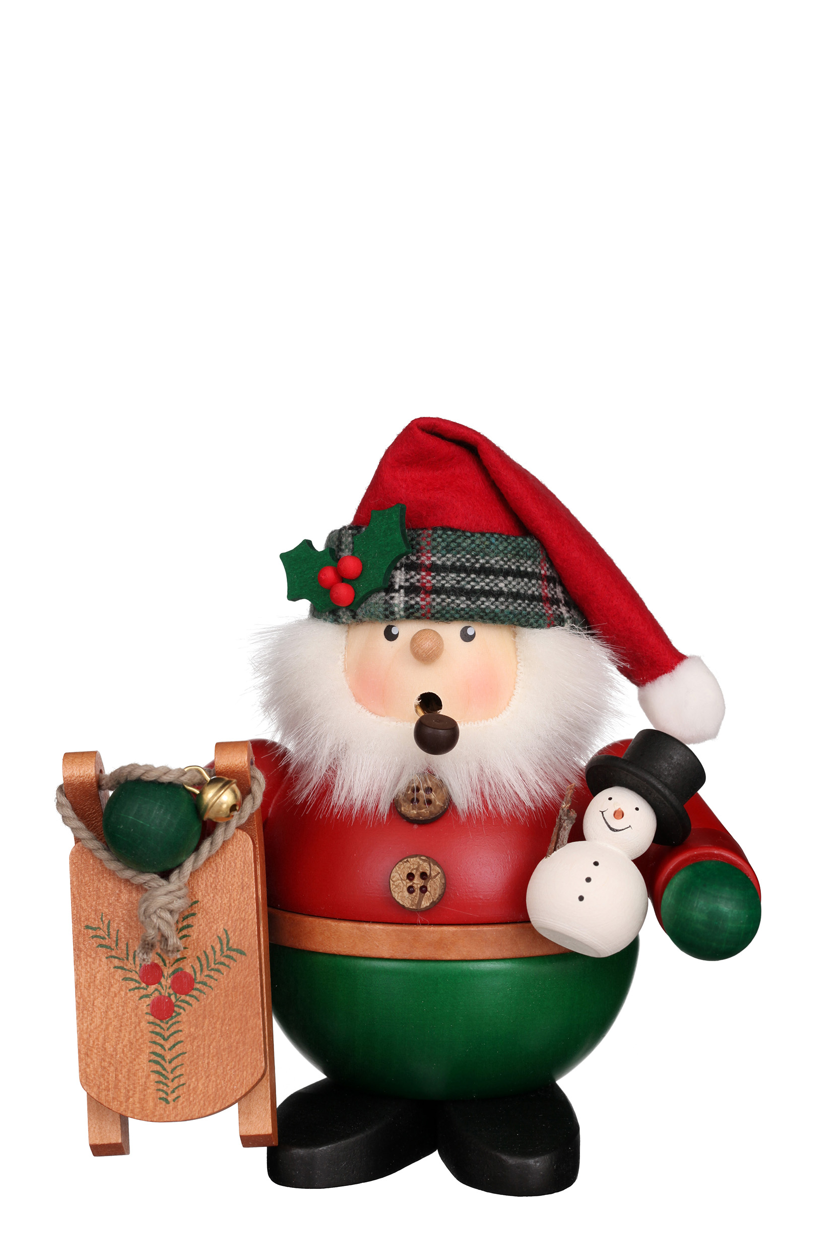Räuchermann Weihnachtsmann mit Schlitten 15,5 cm