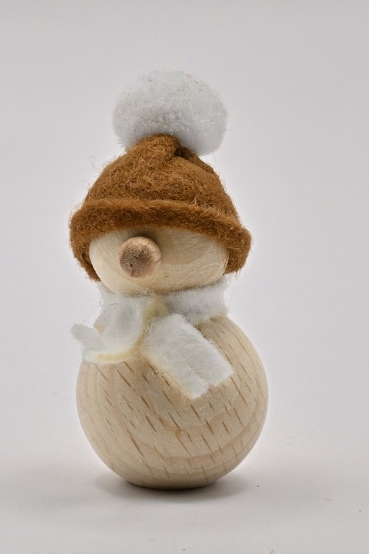 Schneemann mini, braun/weiße Mütze
