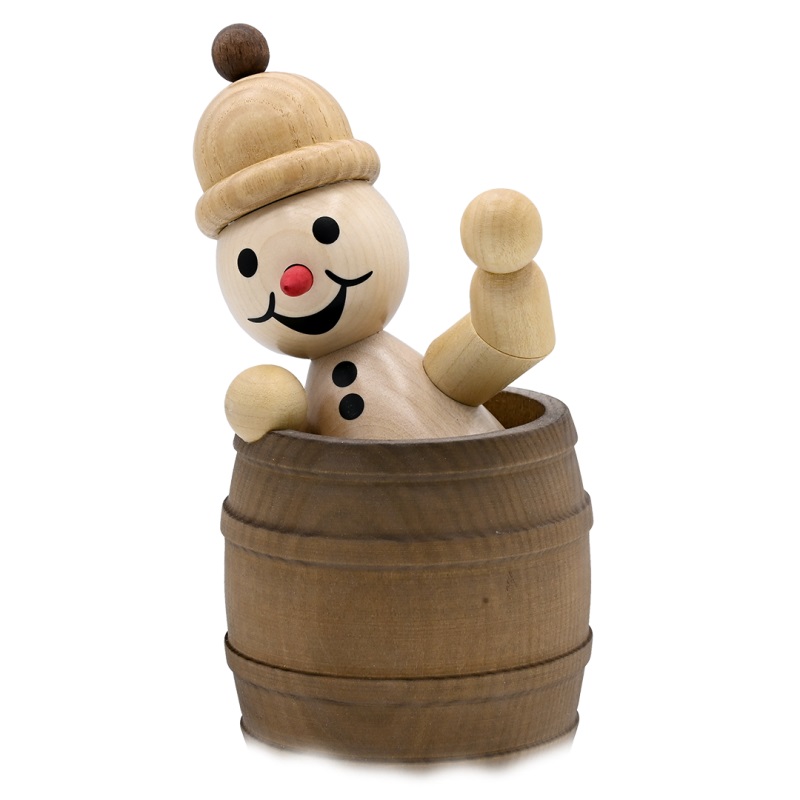 Schneemann Junior im Faß, mittel 20 cm