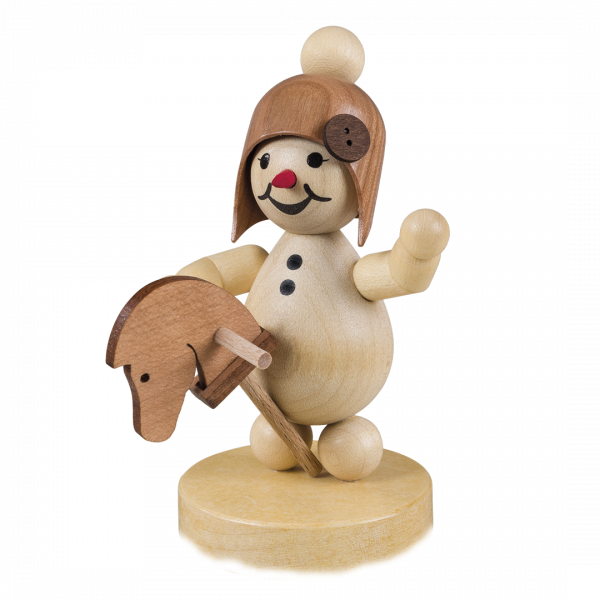 Schneemädchen mit Steckenpferd Sockel 9 cm