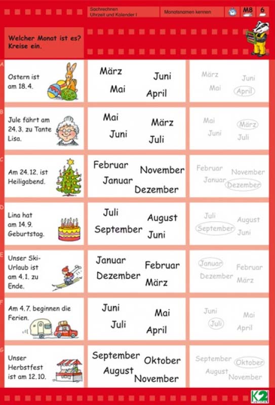 Max Lernkartenset Sachrechnen Uhrzeit und Kalender 1