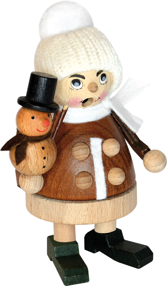 Räuchermännchen, Winterkind mit Schneemann