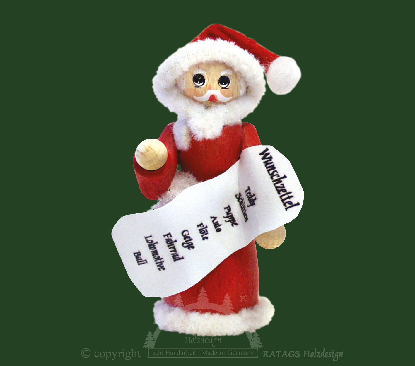Figur, Weihnachtsmann mit Wunschzettel