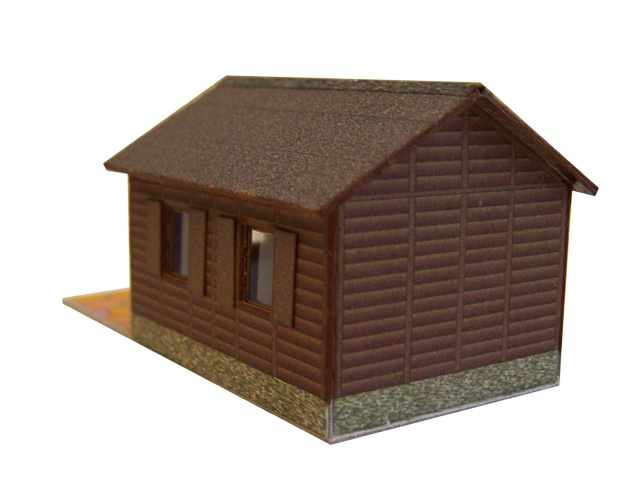 07-01-4-H0  - Gartenlaube - Satteldach - Holz dunkel