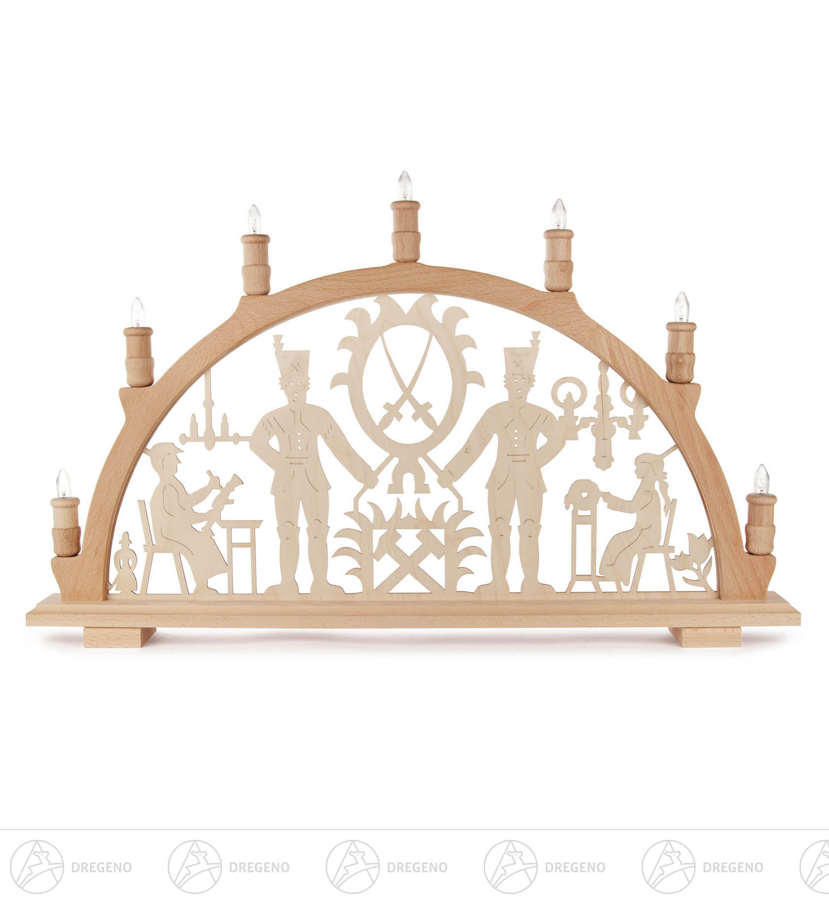 Schwibbogen mit Erzgebirgsmotiv elektrisch beleuchtet 40x66cm