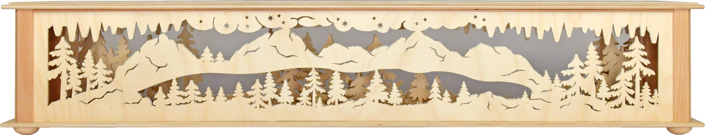 Raumleuchte gr., Schneemannparadies, handbemalt braun, Raureif, unbestückt