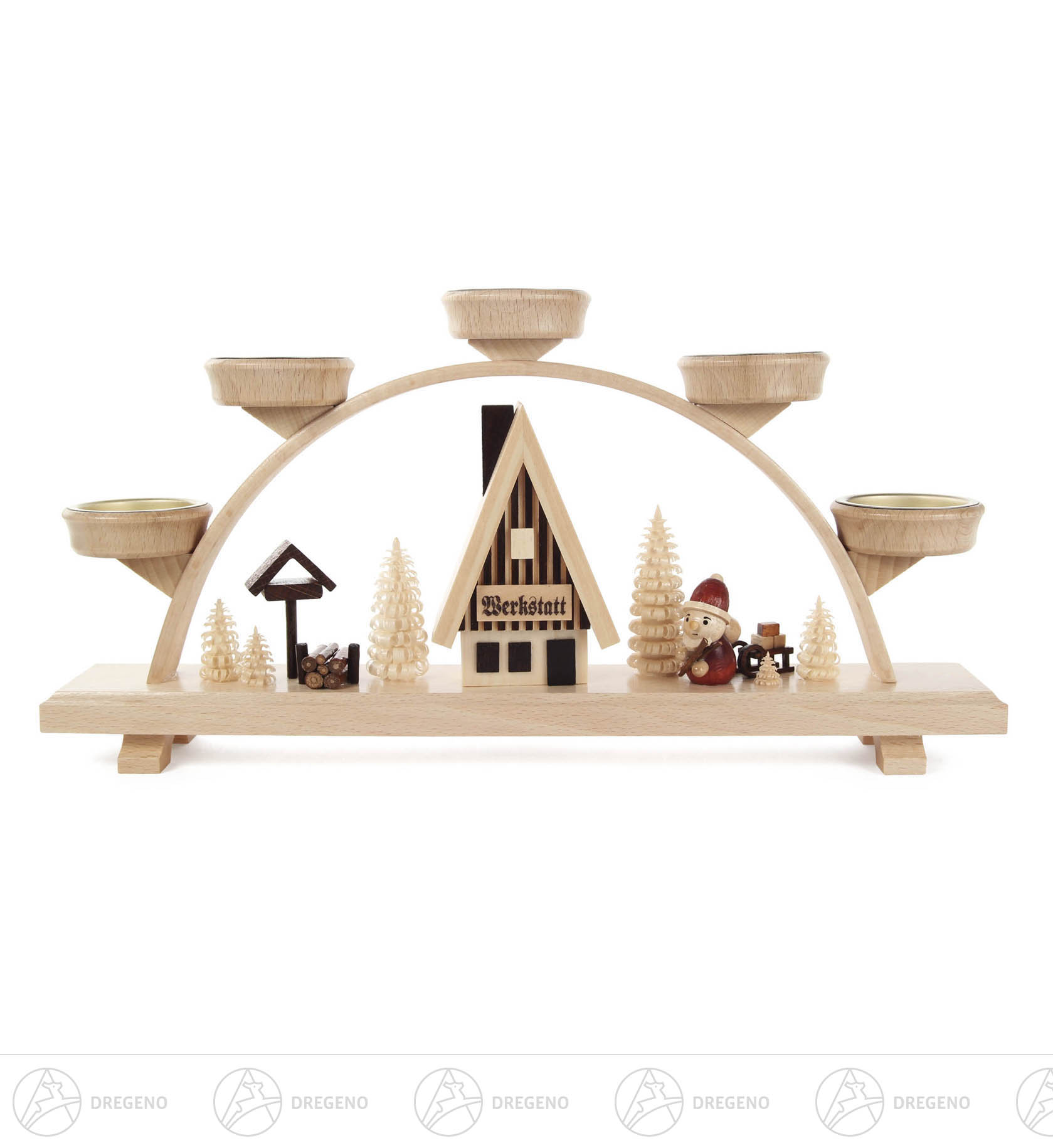 Schwibbogen mit Weihnachtsmann, für Teelichte 16x32cm