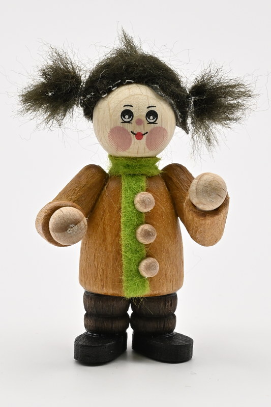 Sammler-Püppchen, H 5 cm Figur, Mädchen mit grüne Schal