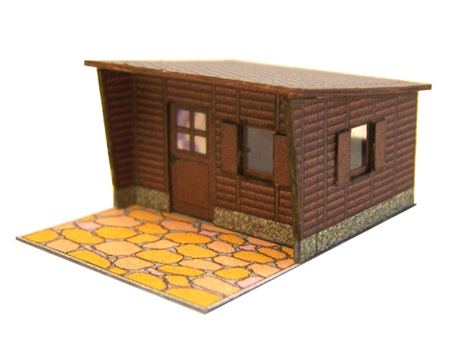 07-02-4-H0  - Gartenlaube - Pultdach - Holz dunkel