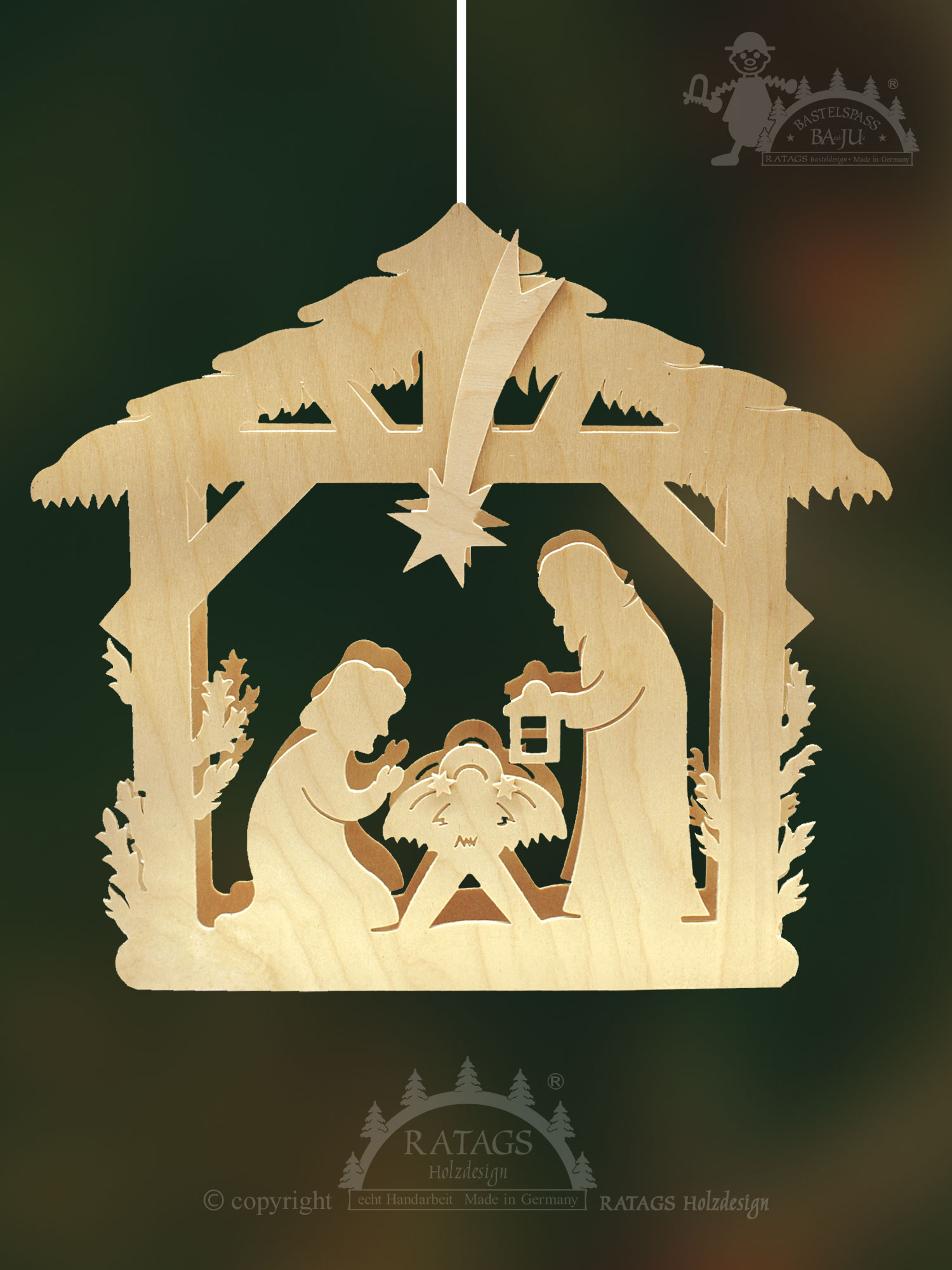 Fensterbild, beleuchtet, zum Basteln, Geburt Christi, zum Aussägen