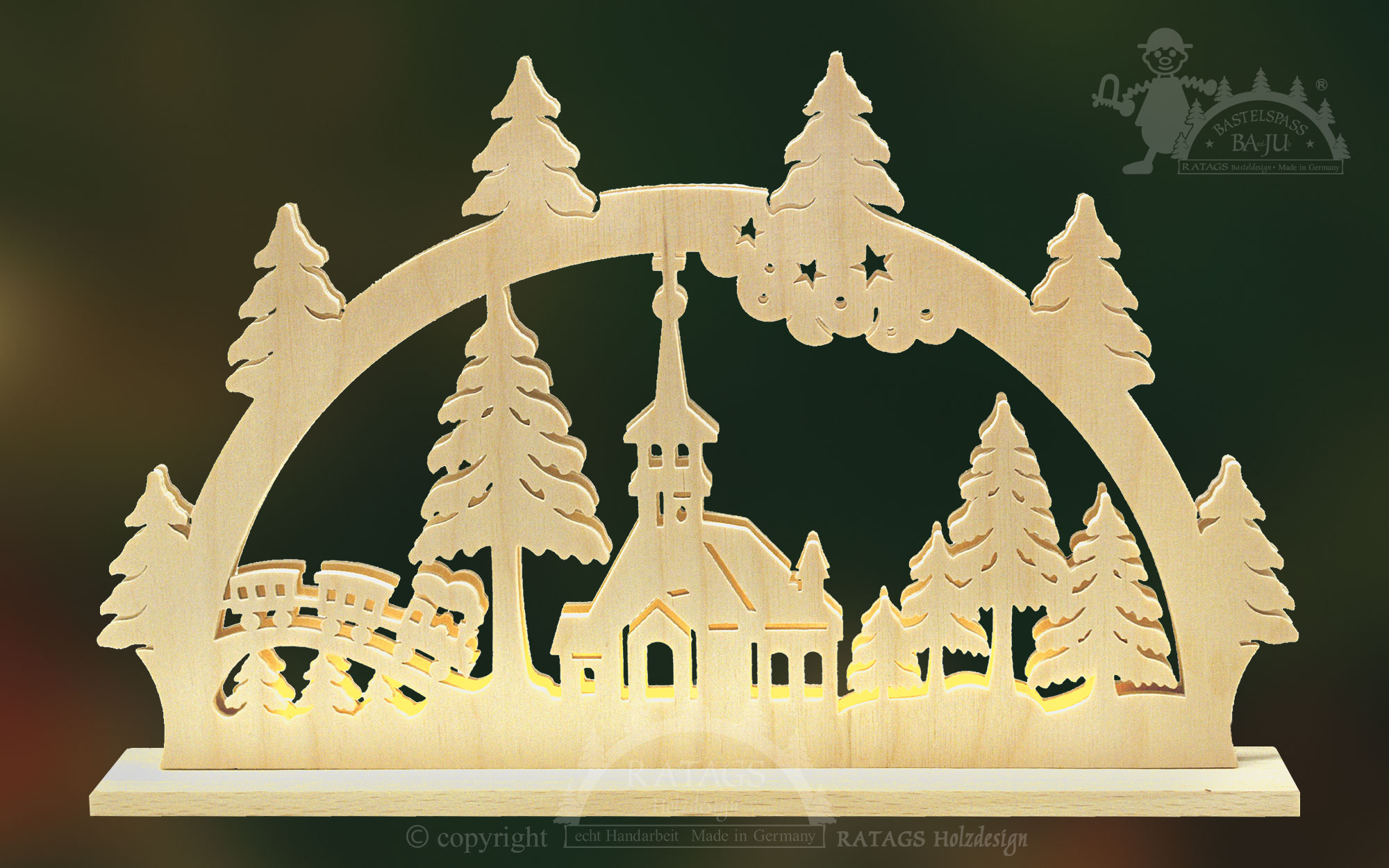 Schwibbogen mit LED zum Basteln Waldkirchlein