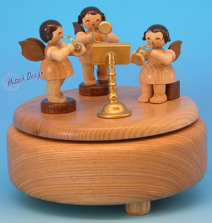 Spieldose natur mit 3 Engel naturfarben