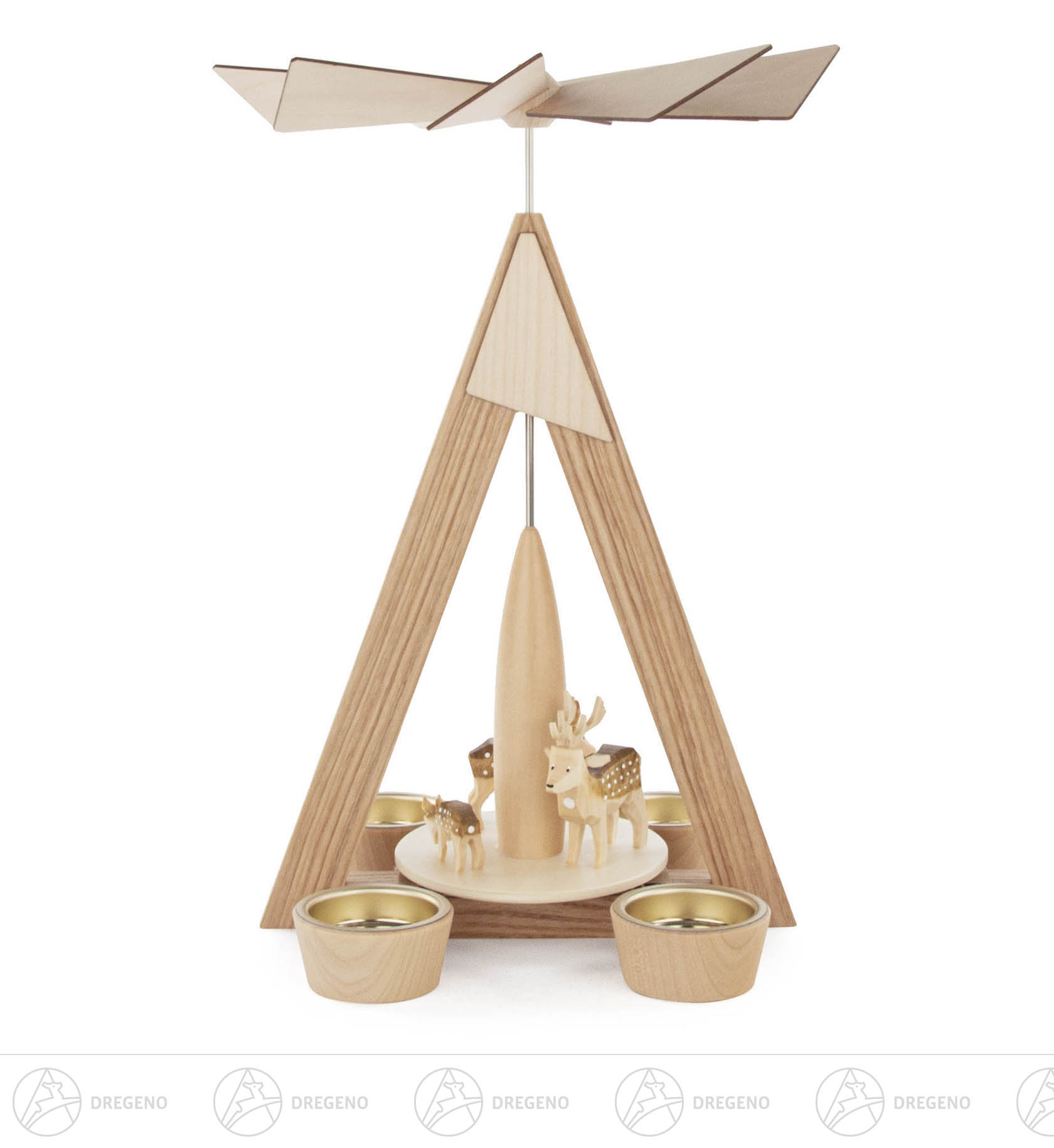 Pyramide mit Rehen natur für Teelichte