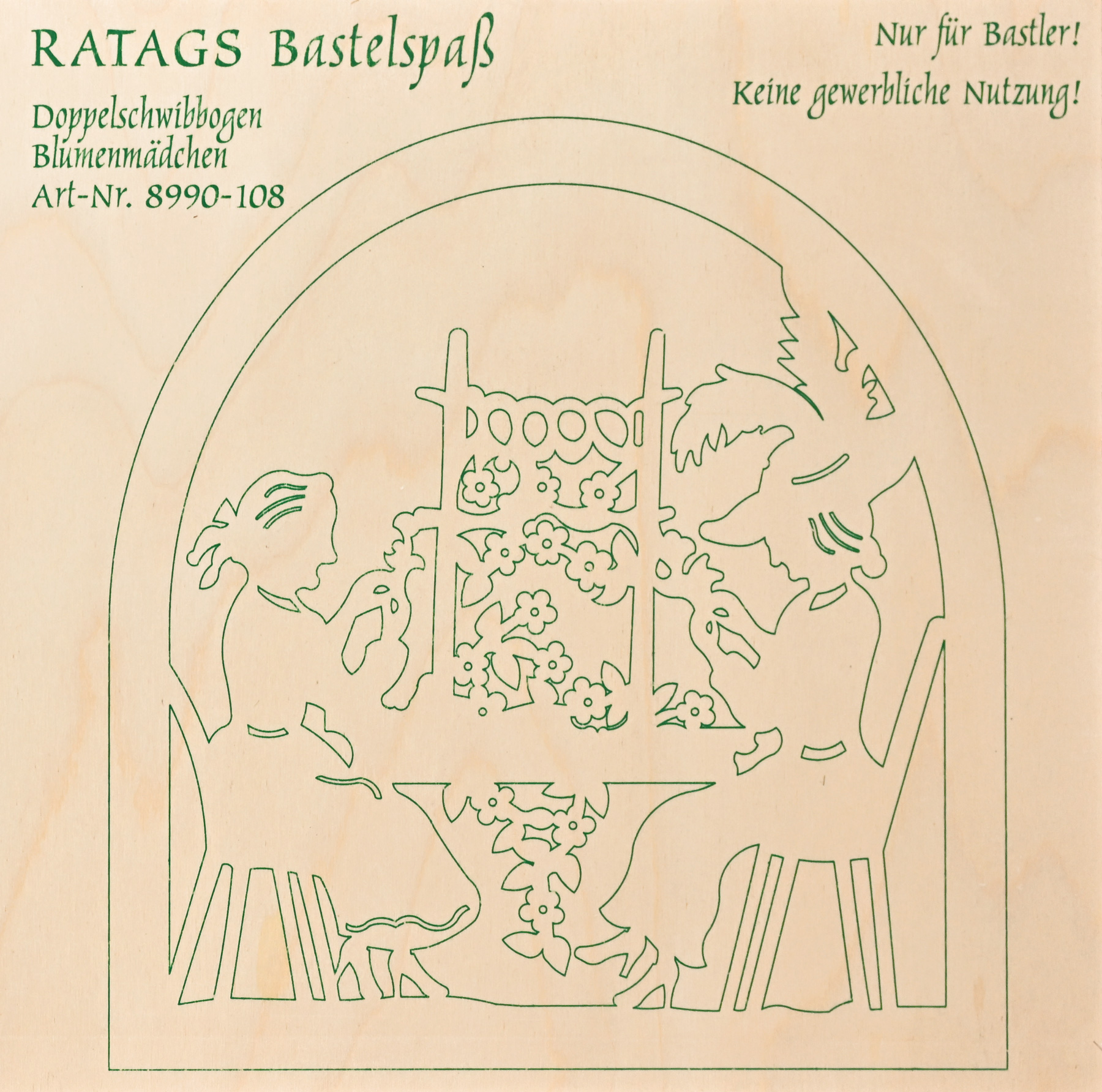 2 Motivsperrholzplatten, Selbstaussägen Schwibbogen, klein, Blumenmädchen