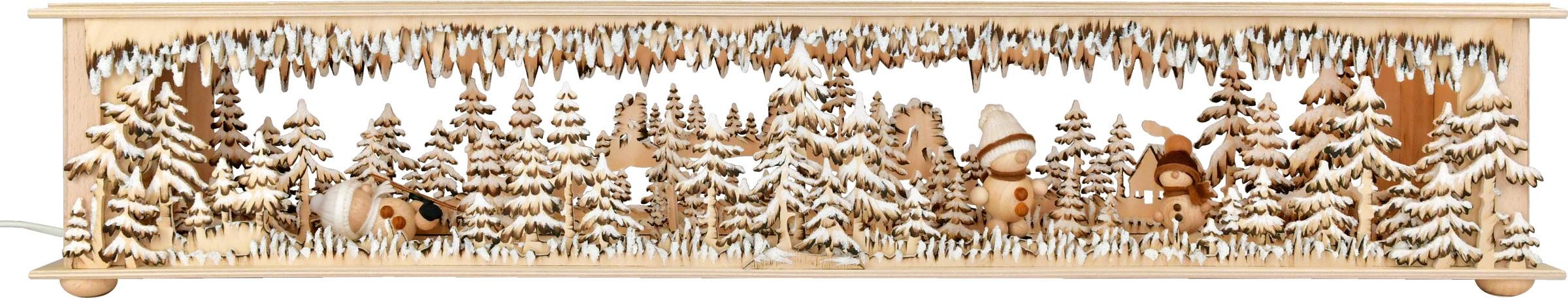 Raumleuchte gr., Schneemänner im Wald farbig braun, Raureif