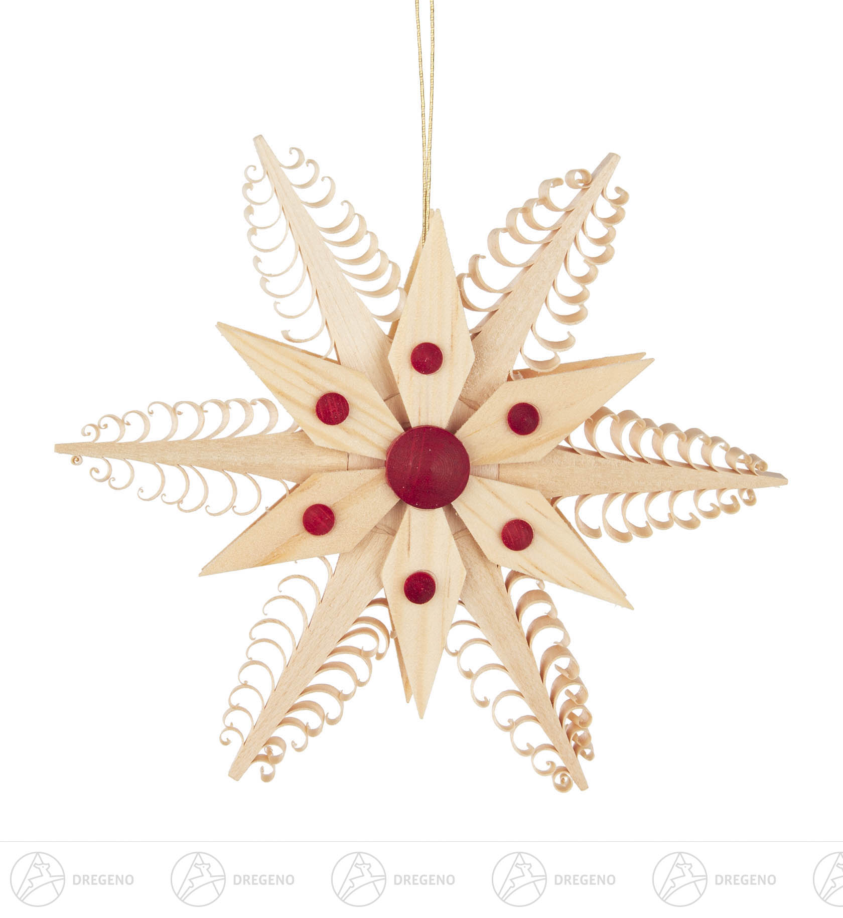Behang Spanstern natur, rote Punkte 11cm