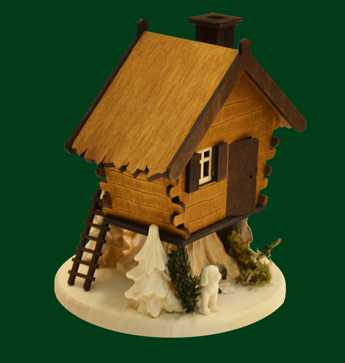 Tischschmuck mit Räucherhaus, Baumhaus