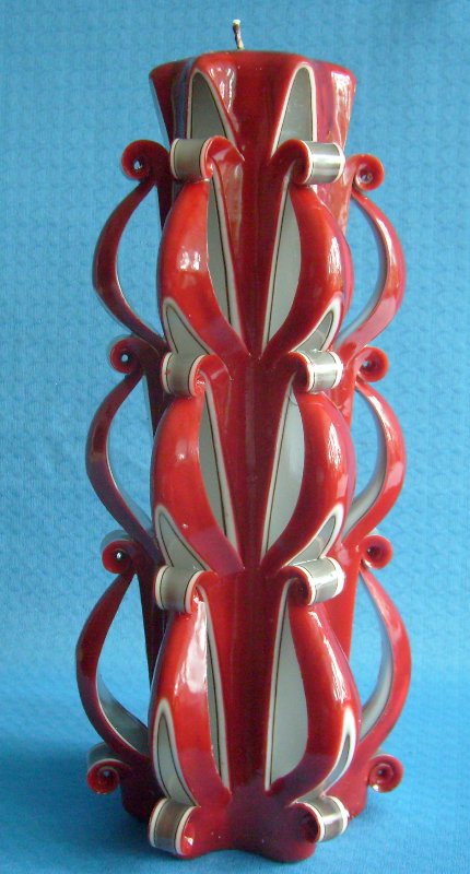 Schnitzkerze Barock rotbraun 30 cm